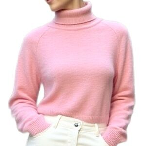 Mango Candy Pink Turtleneck Cropped Sweater Size Small
